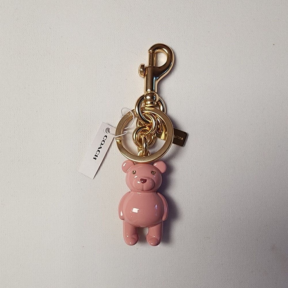 NWT CP890 COACH Bear Bag Charm Pink Enamel